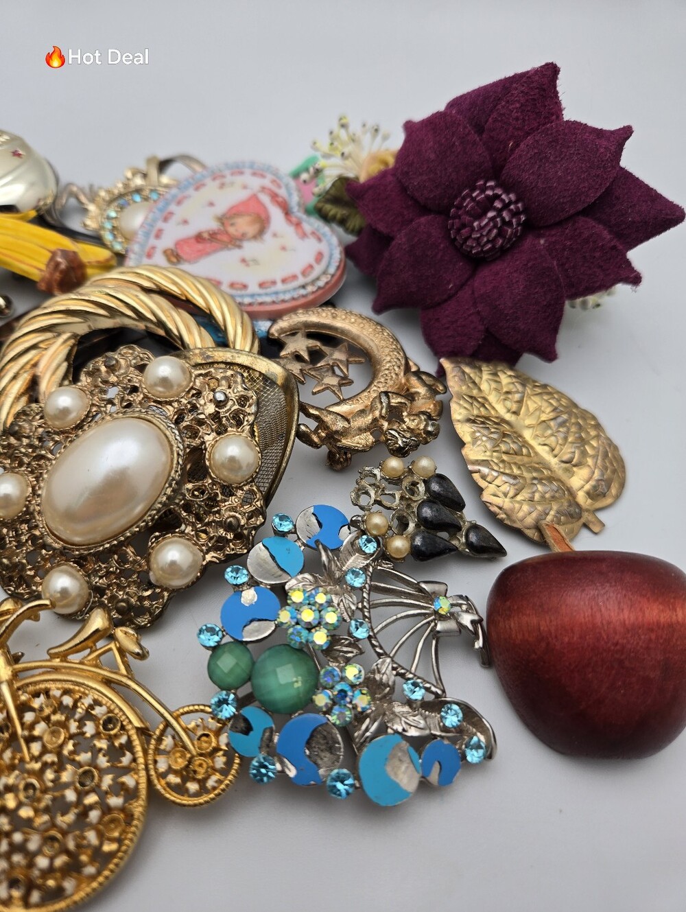 1 lb Craft Vintage Brooch Lot Rhinestone Craft Repair Repurpose Jewelry - Picture 5 of 11